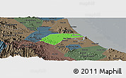 Political Panoramic Map of Can Loc, darken, semi-desaturated