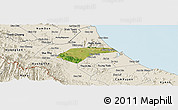 Satellite Panoramic Map of Can Loc, shaded relief outside