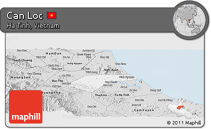 Silver Style Panoramic Map of Can Loc