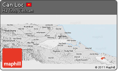 Silver Style Panoramic Map of Can Loc