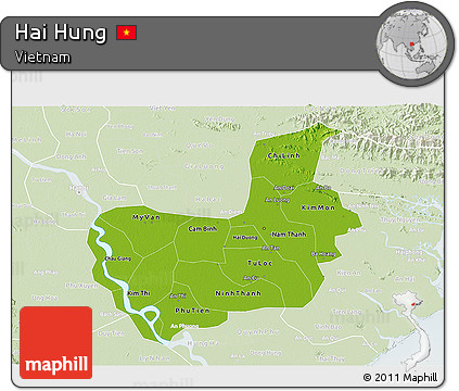 Physical 3D Map of Hai Hung, lighten