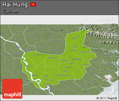 Physical 3D Map of Hai Hung, semi-desaturated