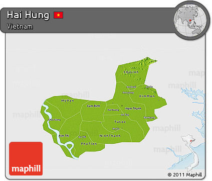 Physical 3D Map of Hai Hung, single color outside