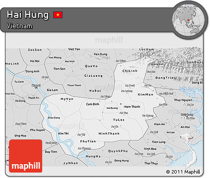Silver Style 3D Map of Hai Hung