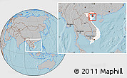 Gray Location Map of Chau Giang, highlighted country, highlighted parent region, within the entire country, hill shading