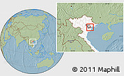 Savanna Style Location Map of Nam Thanh, highlighted country, highlighted parent region, hill shading