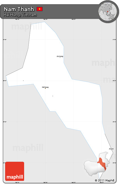 Silver Style Simple Map of Nam Thanh, single color outside