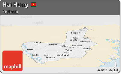 Classic Style Panoramic Map of Hai Hung, single color outside