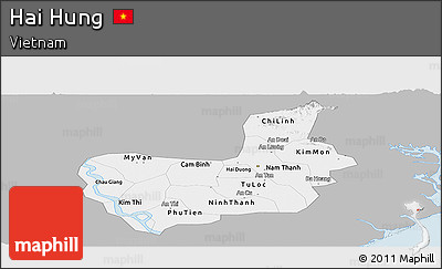 Gray Panoramic Map of Hai Hung, single color outside