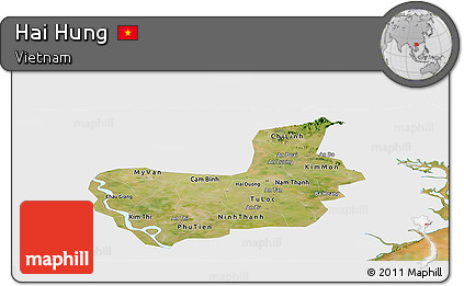 Satellite Panoramic Map of Hai Hung, single color outside