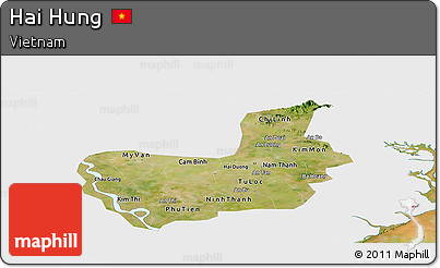 Satellite Panoramic Map of Hai Hung, single color outside