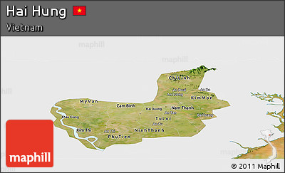 Satellite Panoramic Map of Hai Hung, single color outside
