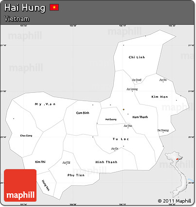 Silver Style Simple Map of Hai Hung, single color outside