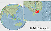 Savanna Style Location Map of Ho Chi Minh City, hill shading