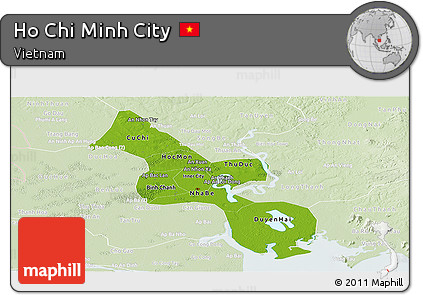 Physical Panoramic Map of Ho Chi Minh City, lighten