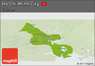 Physical Panoramic Map of Ho Chi Minh City, lighten