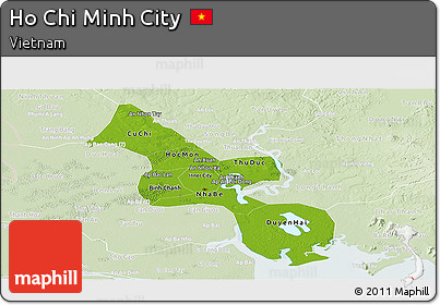 Physical Panoramic Map of Ho Chi Minh City, lighten