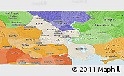 Shaded Relief Panoramic Map of Ho Chi Minh City, political shades outside