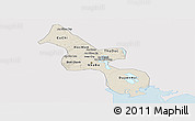 Shaded Relief Panoramic Map of Ho Chi Minh City, single color outside