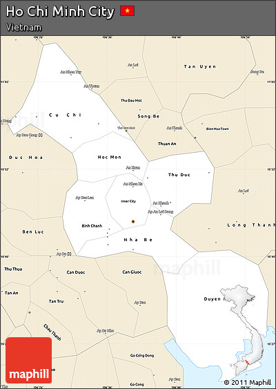 Classic Style Simple Map of Ho Chi Minh City
