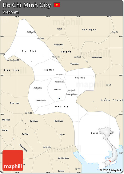 Classic Style Simple Map of Ho Chi Minh City