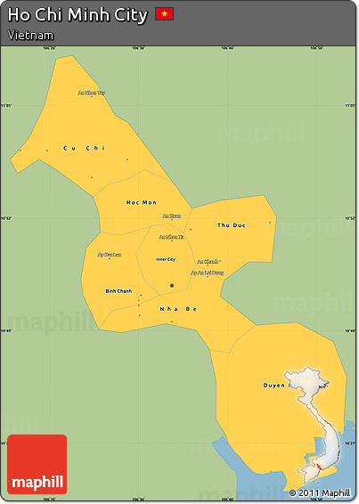 Savanna Style Simple Map of Ho Chi Minh City, single color outside