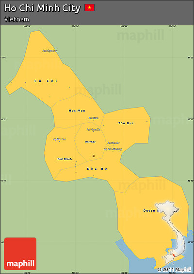 Savanna Style Simple Map of Ho Chi Minh City, single color outside