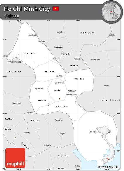 Silver Style Simple Map of Ho Chi Minh City