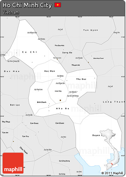 Silver Style Simple Map of Ho Chi Minh City