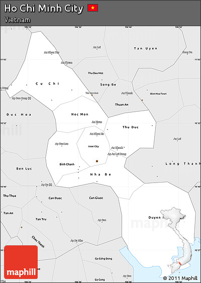 Silver Style Simple Map of Ho Chi Minh City