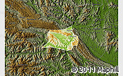 Physical Map of Mai Chau, darken