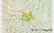 Physical Map of Mai Chau, lighten