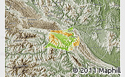 Physical Map of Mai Chau, semi-desaturated