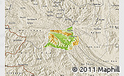 Physical Map of Mai Chau, shaded relief outside