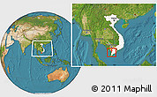 Satellite Location Map of An Minh, highlighted country, within the entire country