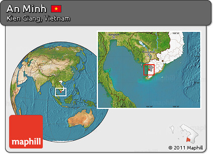 Satellite Location Map of An Minh, highlighted country, highlighted parent region