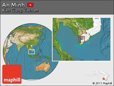 Satellite Location Map of An Minh, highlighted country, highlighted parent region