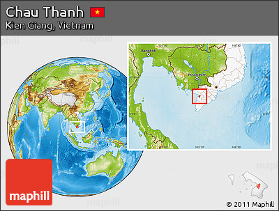 Physical Location Map of Chau Thanh, highlighted country