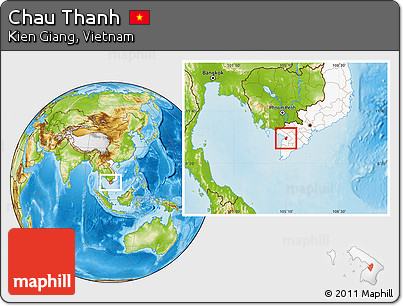 Physical Location Map of Chau Thanh, highlighted country