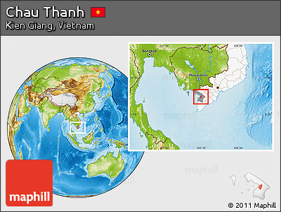 Physical Location Map of Chau Thanh, highlighted country, highlighted parent region