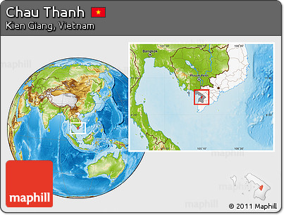 Physical Location Map of Chau Thanh, highlighted country, highlighted parent region