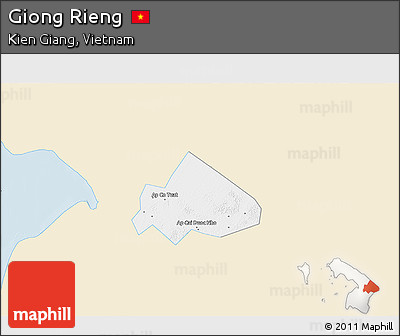 Classic Style 3D Map of Giong Rieng, single color outside