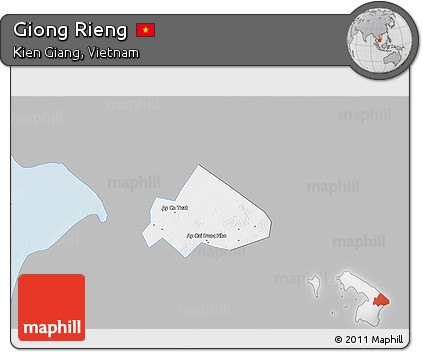 Gray 3D Map of Giong Rieng, single color outside