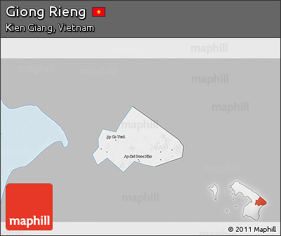 Gray 3D Map of Giong Rieng, single color outside