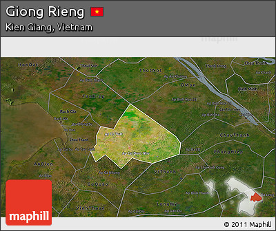 Satellite 3D Map of Giong Rieng, darken