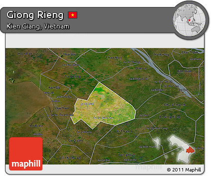 Satellite 3D Map of Giong Rieng, darken