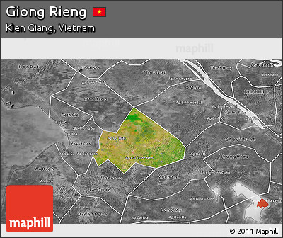 Satellite 3D Map of Giong Rieng, desaturated