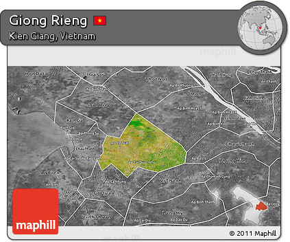 Satellite 3D Map of Giong Rieng, desaturated