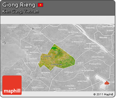 Satellite 3D Map of Giong Rieng, lighten, desaturated