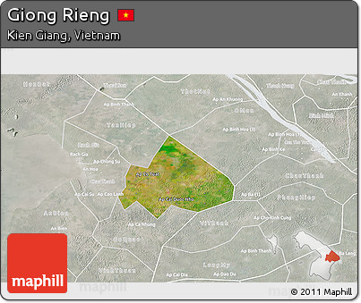 Satellite 3D Map of Giong Rieng, lighten, semi-desaturated